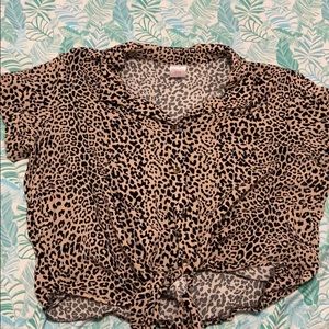 Cheetah print button up blouse